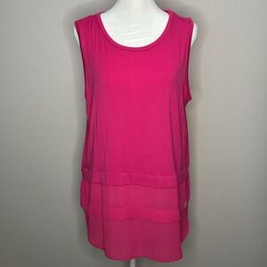 MICHAEL Michael Kors Electric Pink Sleeveless Casual Tank Blouse Women Large NEW